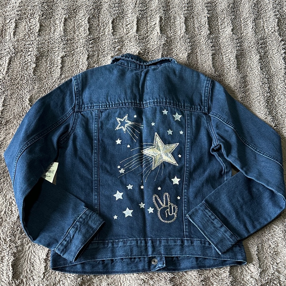 GAP Dark Blue Denim Jacket with Star & Cat Embroidery